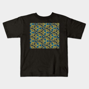 Gold Sphere and Primitive Hexagon Hawaiian Tribal pattern Kids T-Shirt